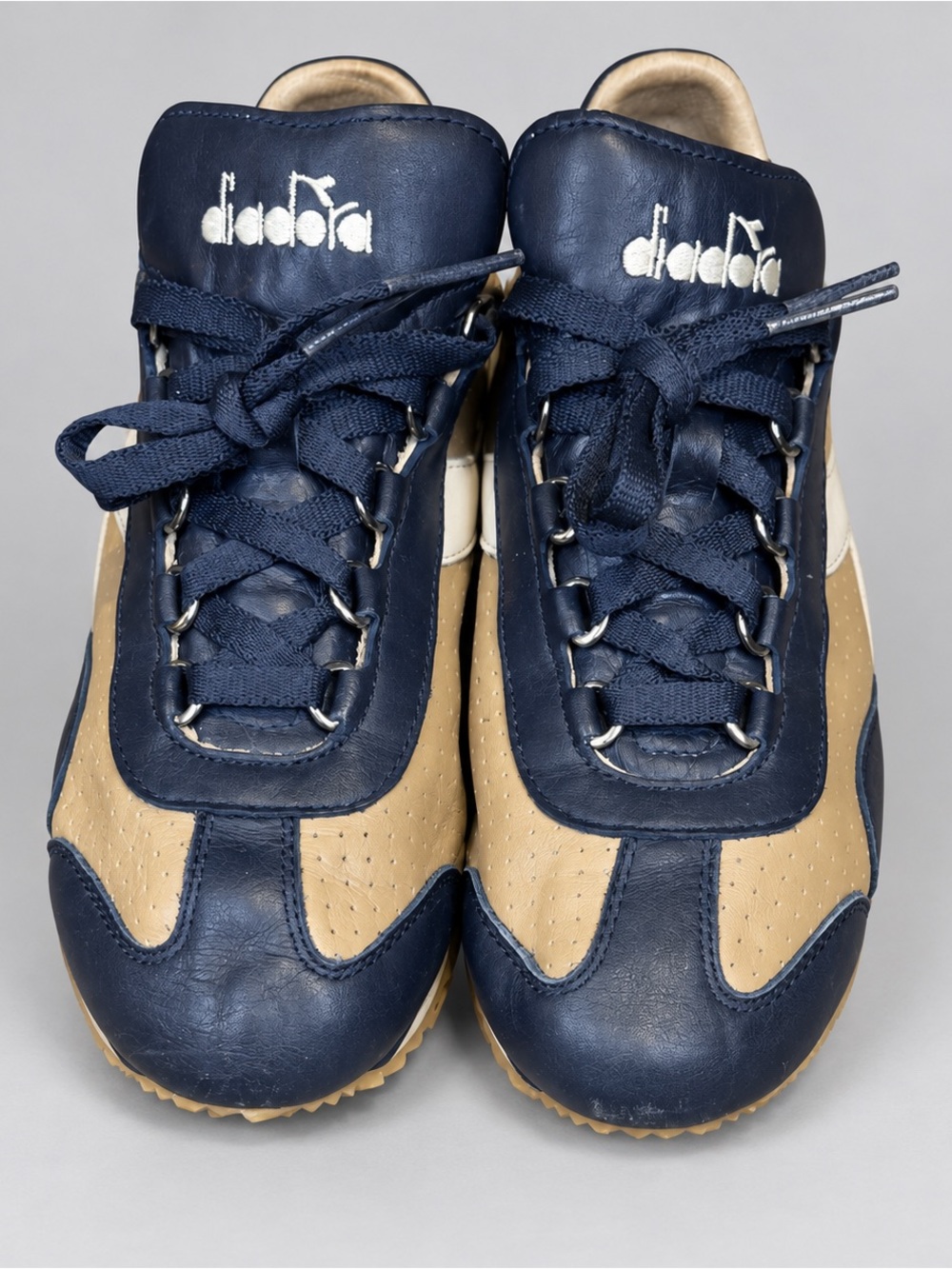 Diadora  Navy and Tan Leather Lace-Up Sneakers Men
